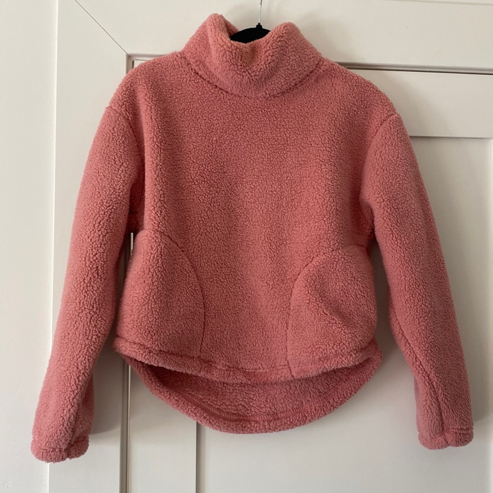 Rose Pink Fleece Cowl neck long sleeve